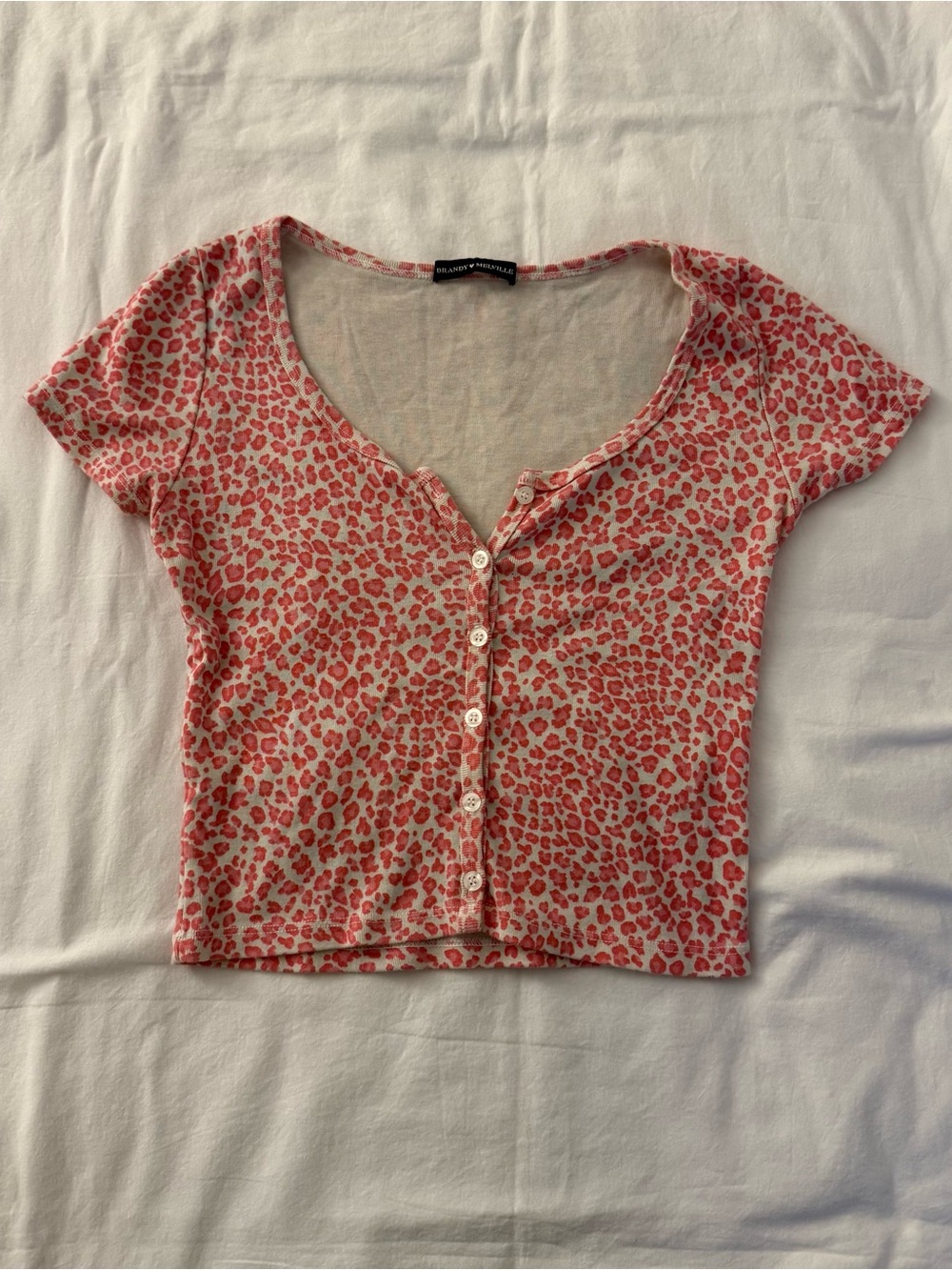 Brandy Melville pink cheetah print cotton crop top